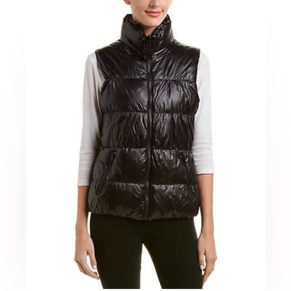 Betsey Johnson Reversible Black / Grey Floral Puffer Vest size Small